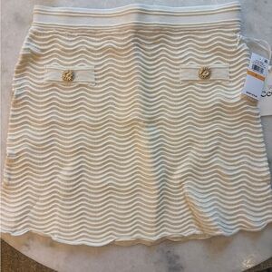 CeCe Cream Knit Skirt with Gold Accents